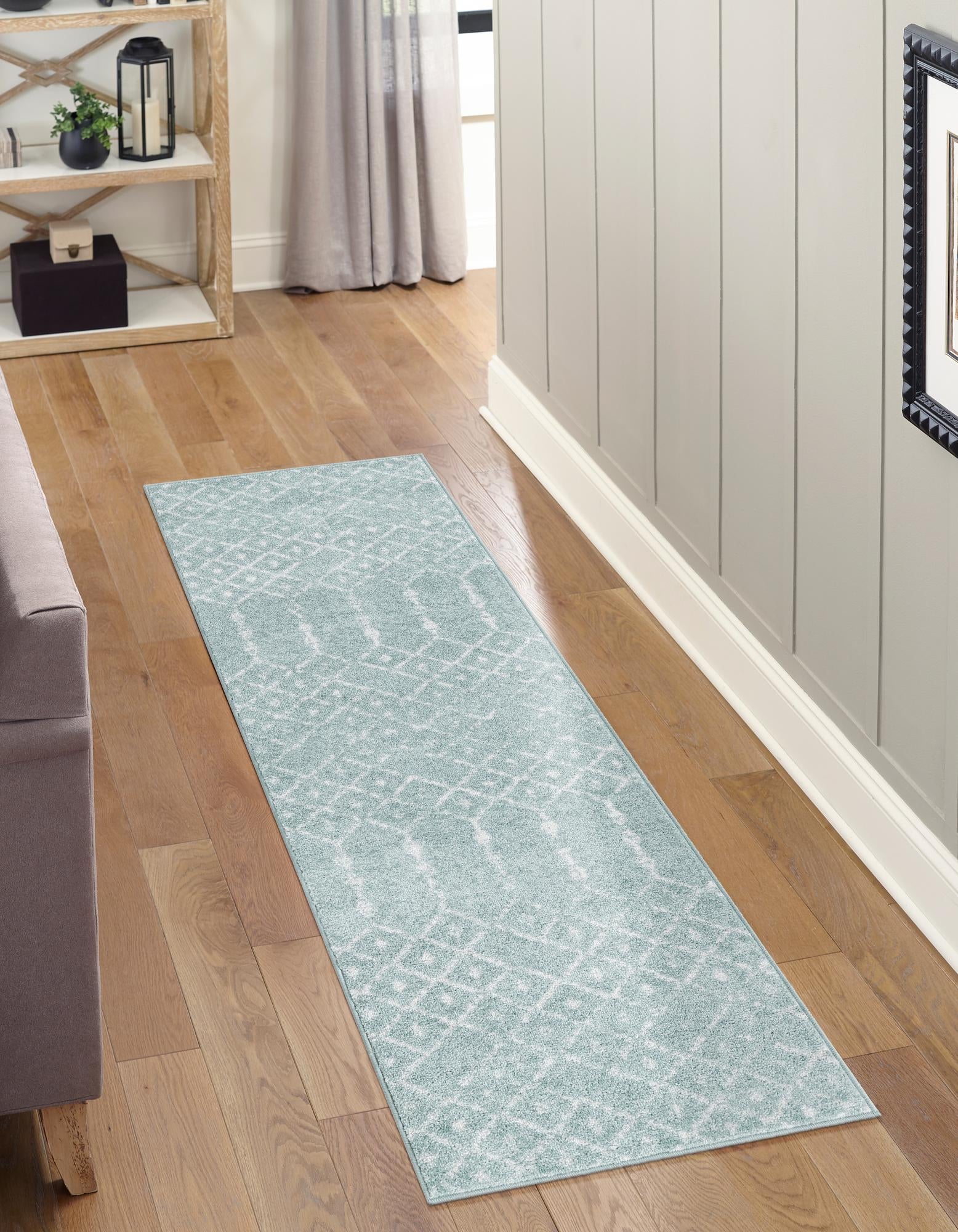 Marrakesh Lattice Collection Area Rug - Casablanca (Aqua)