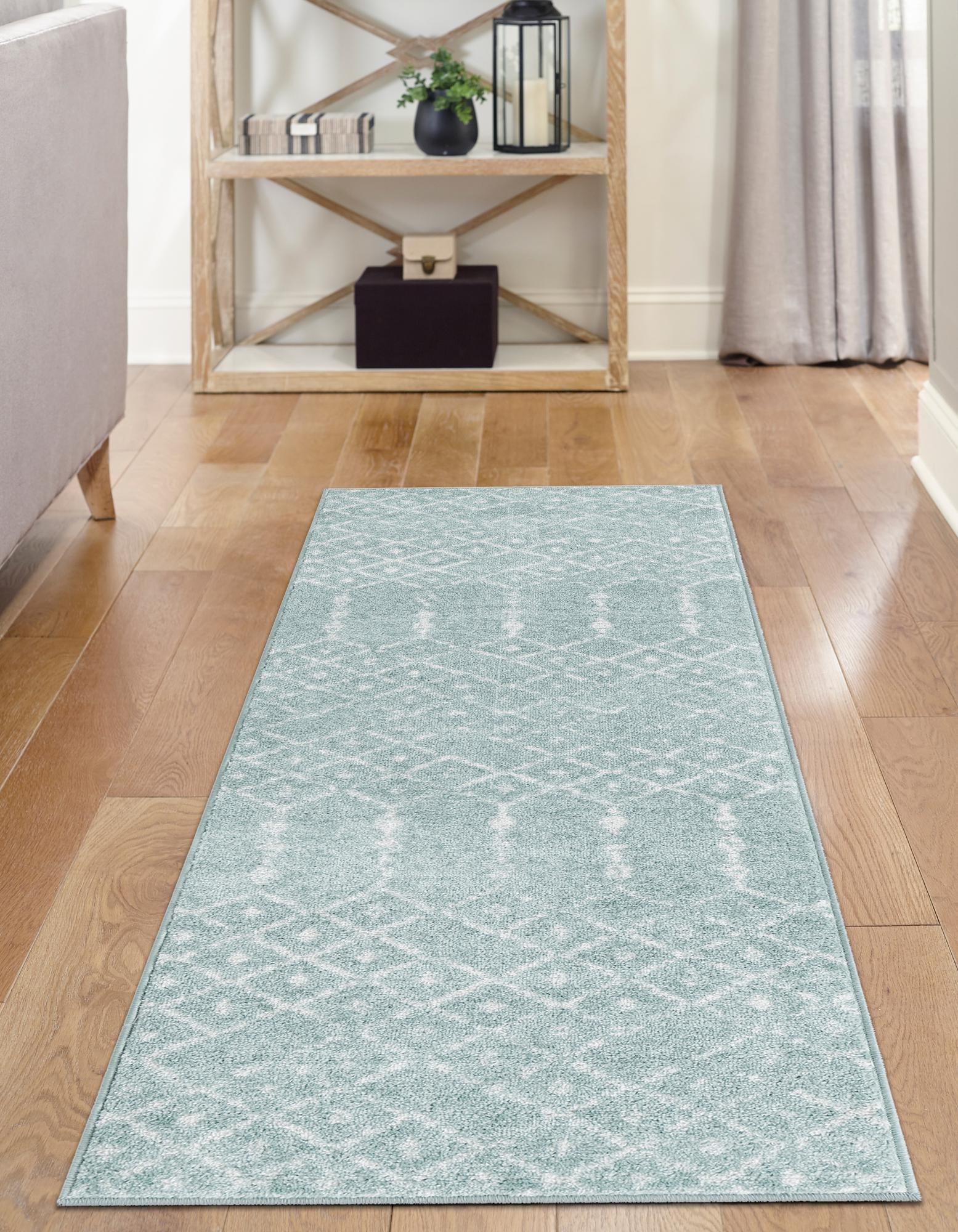 Marrakesh Lattice Collection Area Rug - Casablanca (Aqua)