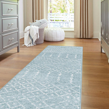 Marrakesh Lattice Collection Area Rug - Casablanca (Aqua)