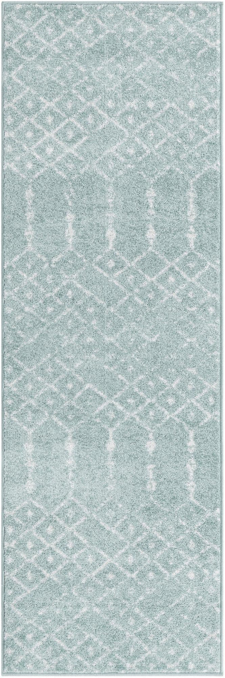 Marrakesh Lattice Collection Area Rug - Casablanca (Aqua)