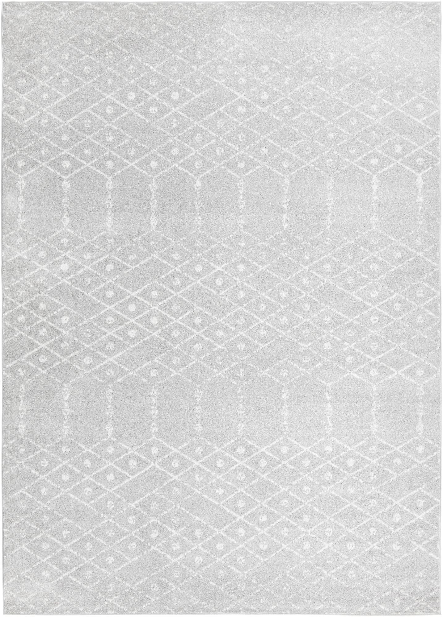 Marrakesh Lattice Collection Area Rug - Casablanca (Light Gray)