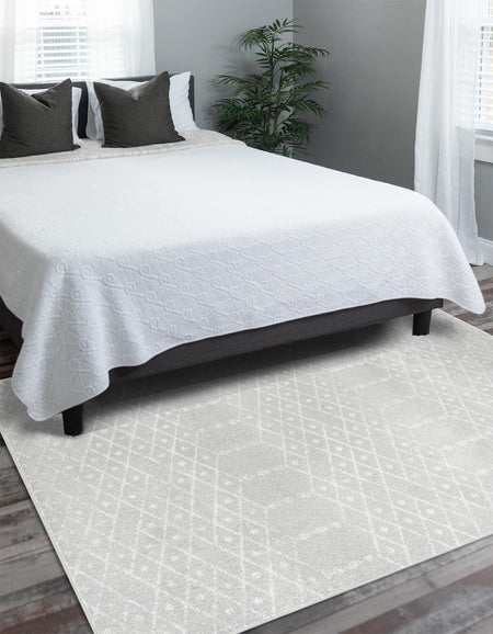 Marrakesh Lattice Collection Area Rug - Casablanca (Light Gray)