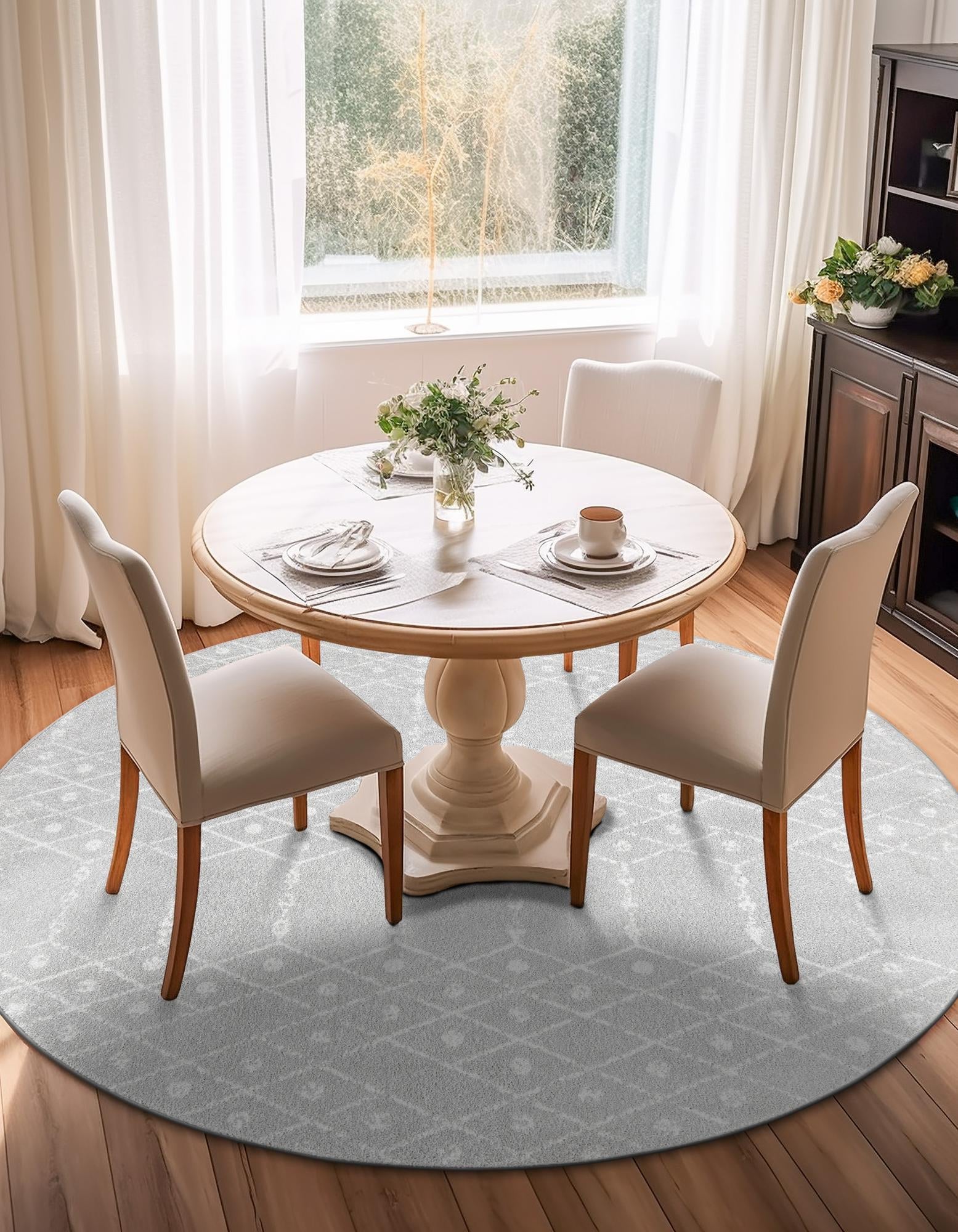 Marrakesh Lattice Collection Area Rug - Casablanca (Light Gray)