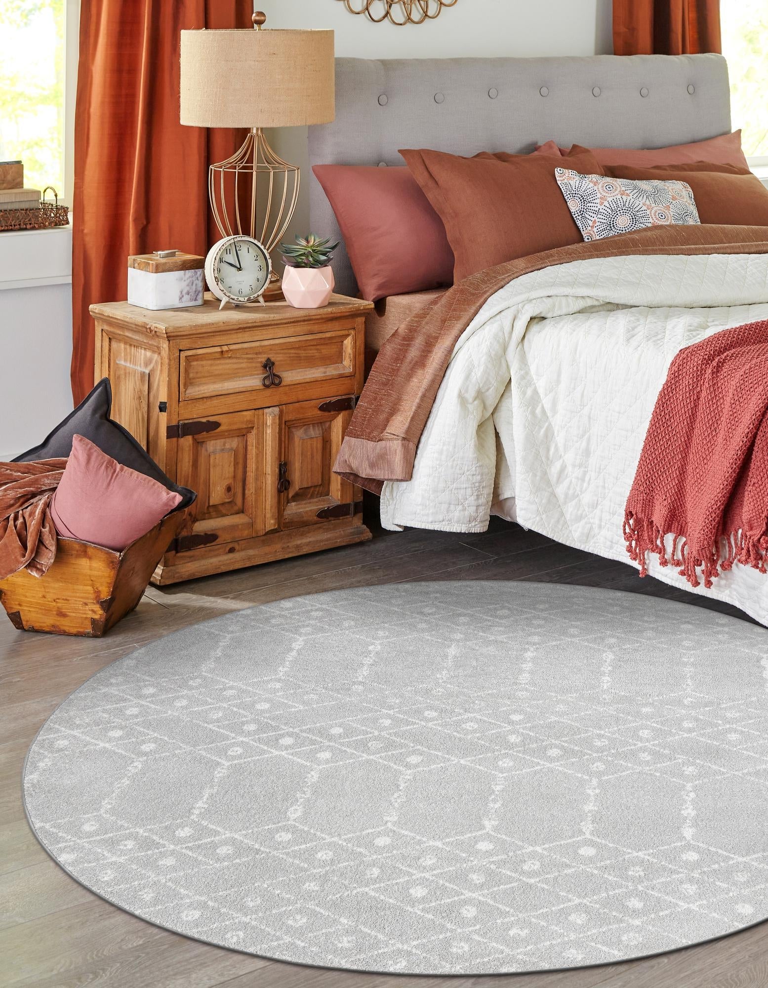 Marrakesh Lattice Collection Area Rug - Casablanca (Light Gray)