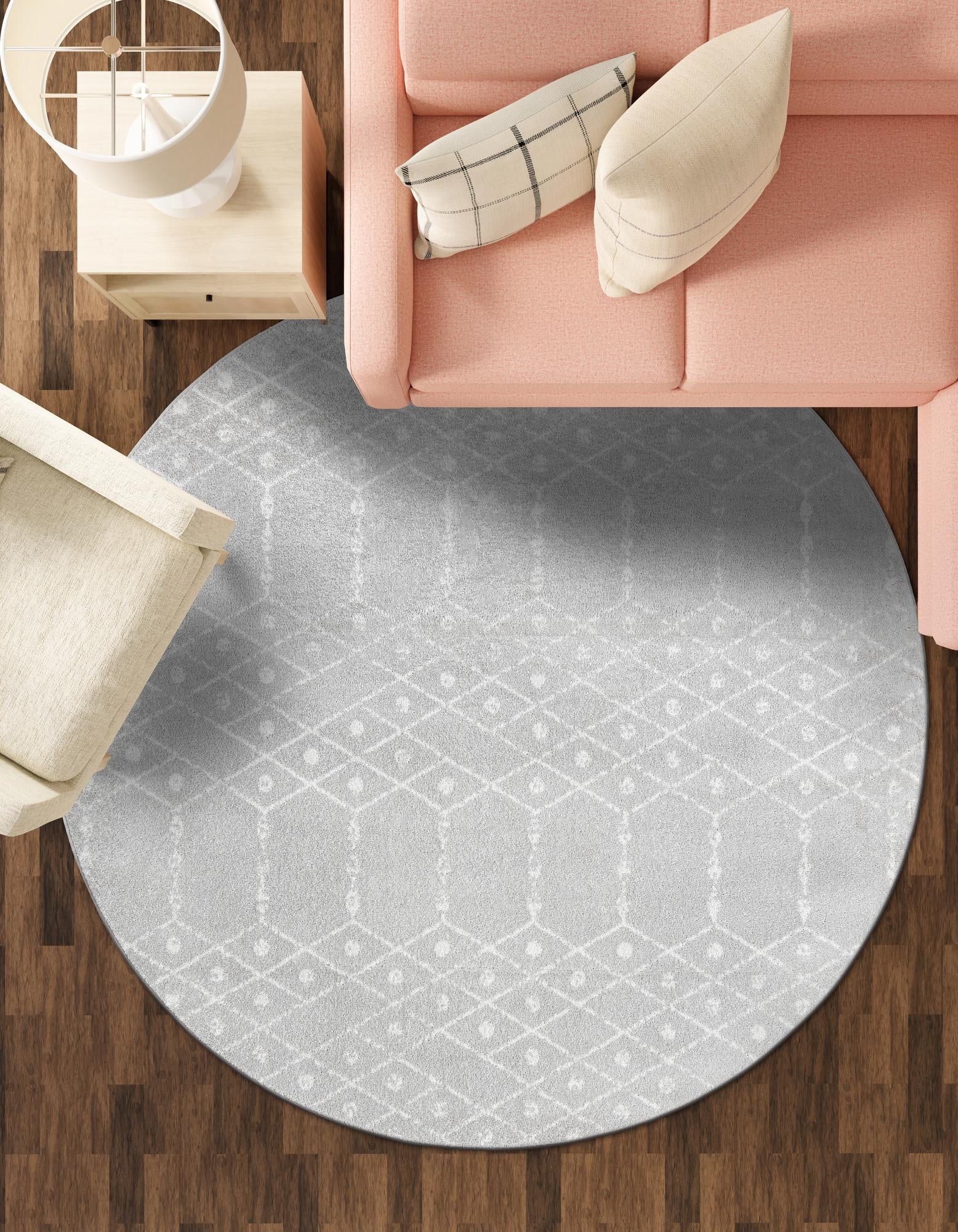 Marrakesh Lattice Collection Area Rug - Casablanca (Light Gray)