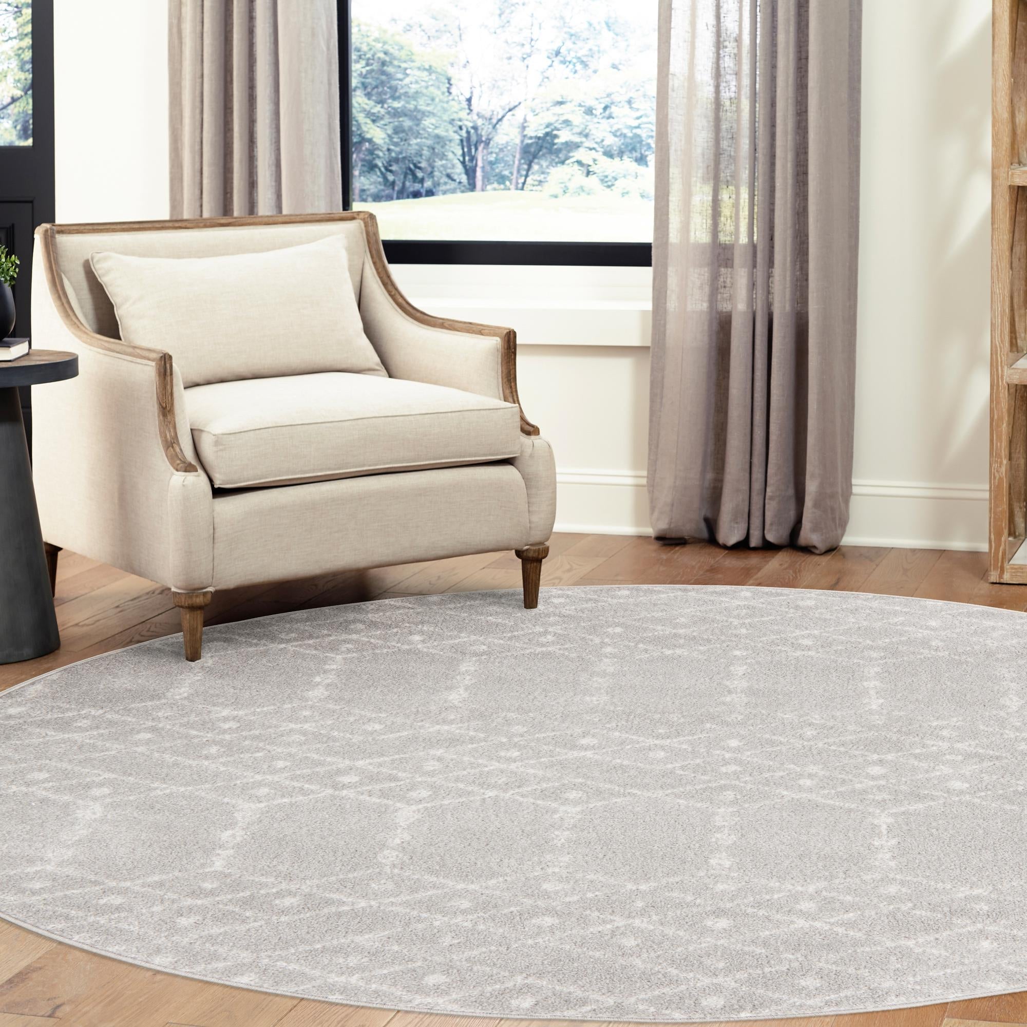 Marrakesh Lattice Collection Area Rug - Casablanca (Light Gray)