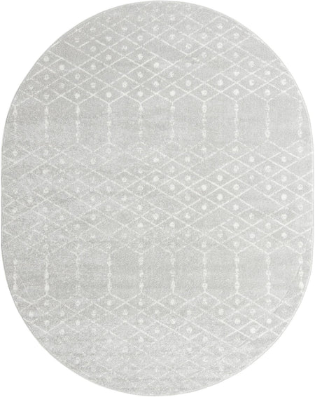 Marrakesh Lattice Collection Area Rug - Casablanca (Light Gray)