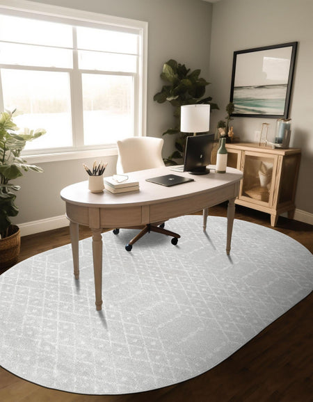 Marrakesh Lattice Collection Area Rug - Casablanca (Light Gray)