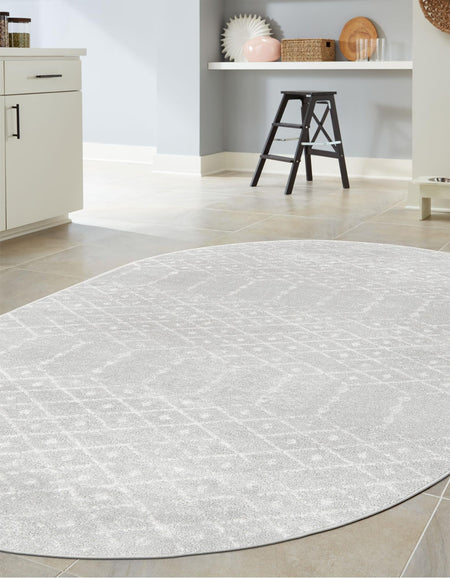 Marrakesh Lattice Collection Area Rug - Casablanca (Light Gray)