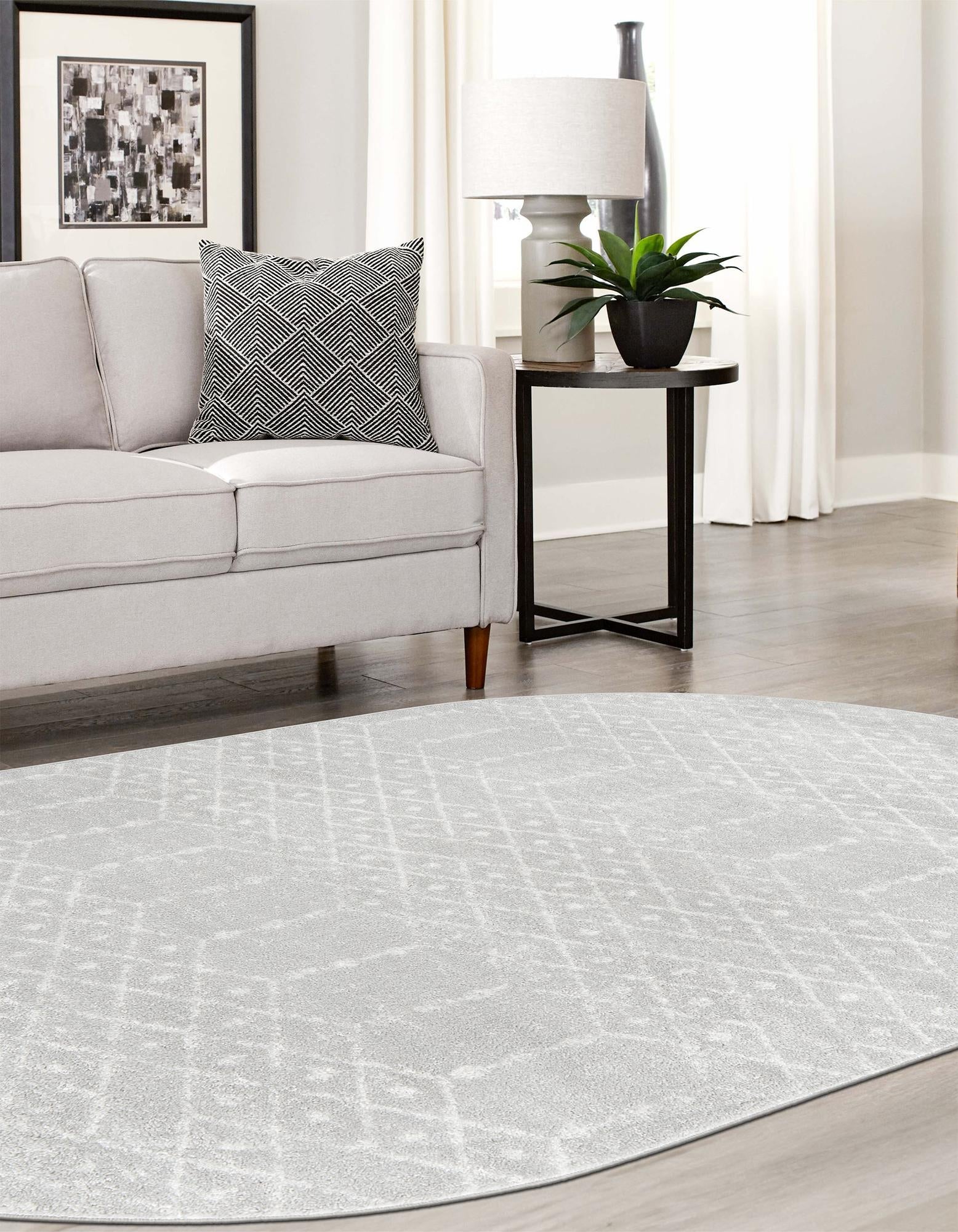 Marrakesh Lattice Collection Area Rug - Casablanca (Light Gray)