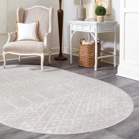 Marrakesh Lattice Collection Area Rug - Casablanca (Light Gray)