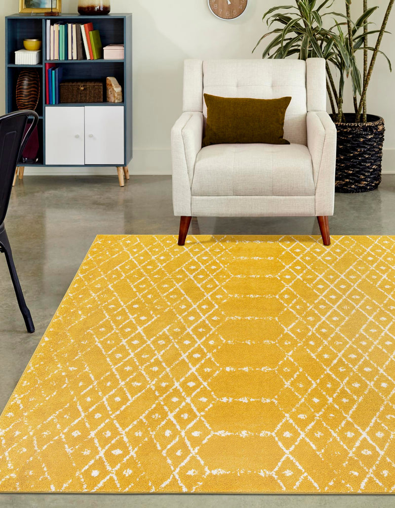 Marrakesh Lattice Collection Area Rug - Casablanca (Yellow) Rectangle Yellow  lifestyle 4