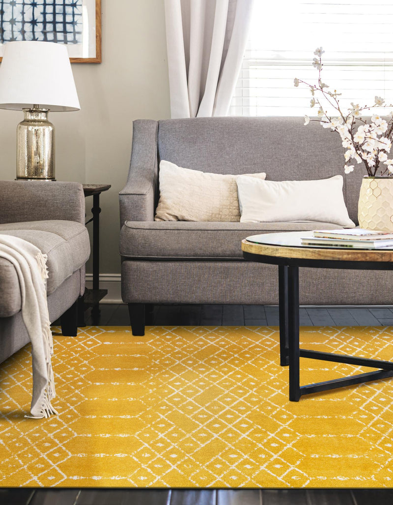 Marrakesh Lattice Collection Area Rug - Casablanca (Yellow) Rectangle Yellow  lifestyle 7