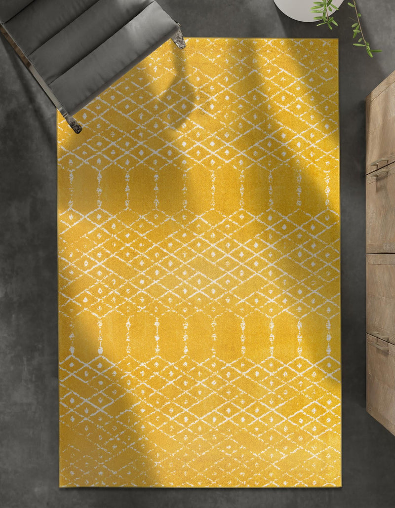 Marrakesh Lattice Collection Area Rug - Casablanca (Yellow) Rectangle Yellow  lifestyle 12