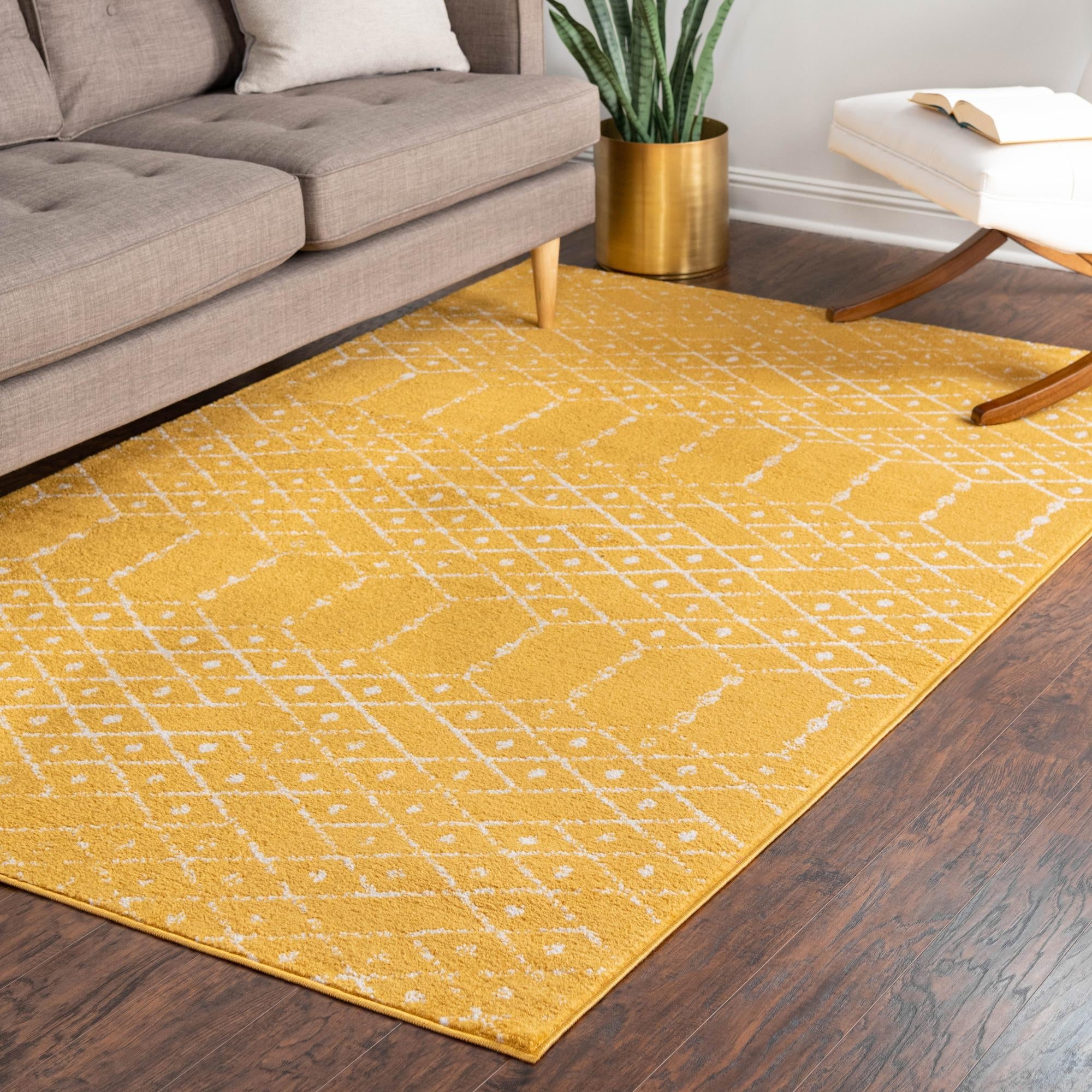 Marrakesh Lattice Collection Area Rug - Casablanca (Yellow)