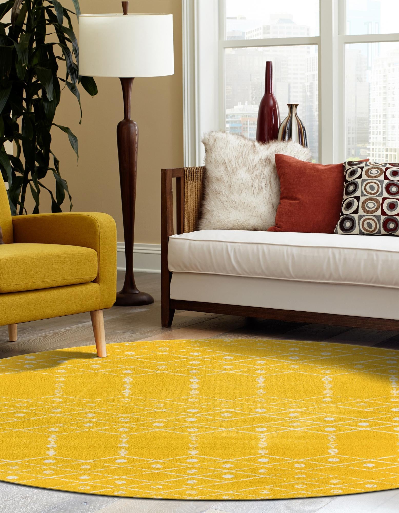 Marrakesh Lattice Collection Area Rug - Casablanca (Yellow)