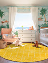 Marrakesh Lattice Collection Area Rug - Casablanca (Yellow) Round Yellow  lifestyle 58