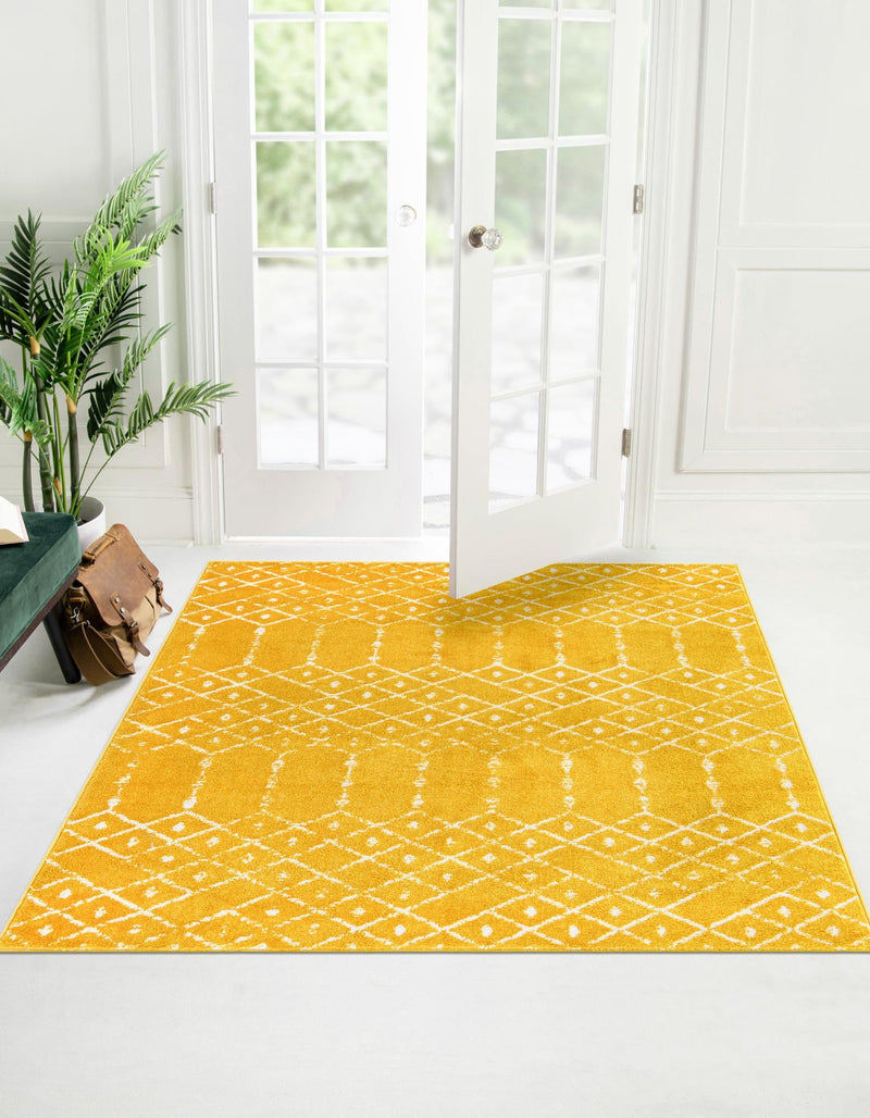 Marrakesh Lattice Collection Area Rug - Casablanca (Yellow) Square Yellow  lifestyle 32