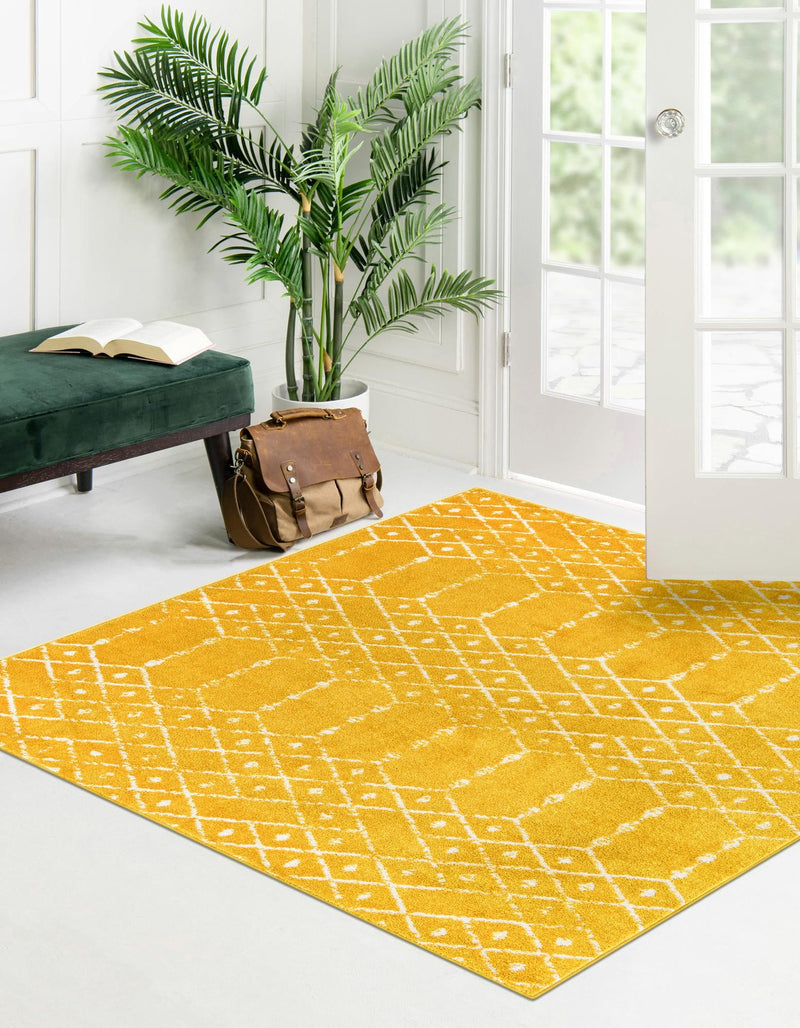 Marrakesh Lattice Collection Area Rug - Casablanca (Yellow) Square Yellow  lifestyle 37