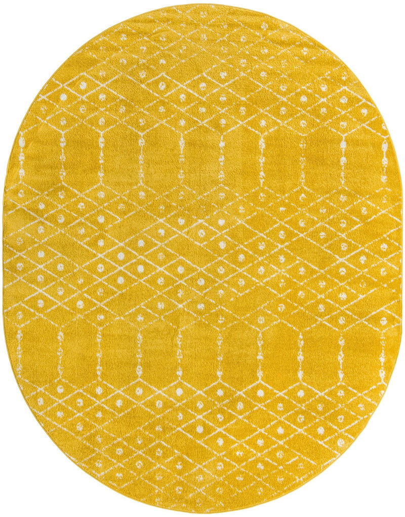 Marrakesh Lattice Collection Area Rug - Casablanca (Yellow) Oval Yellow  lifestyle 28