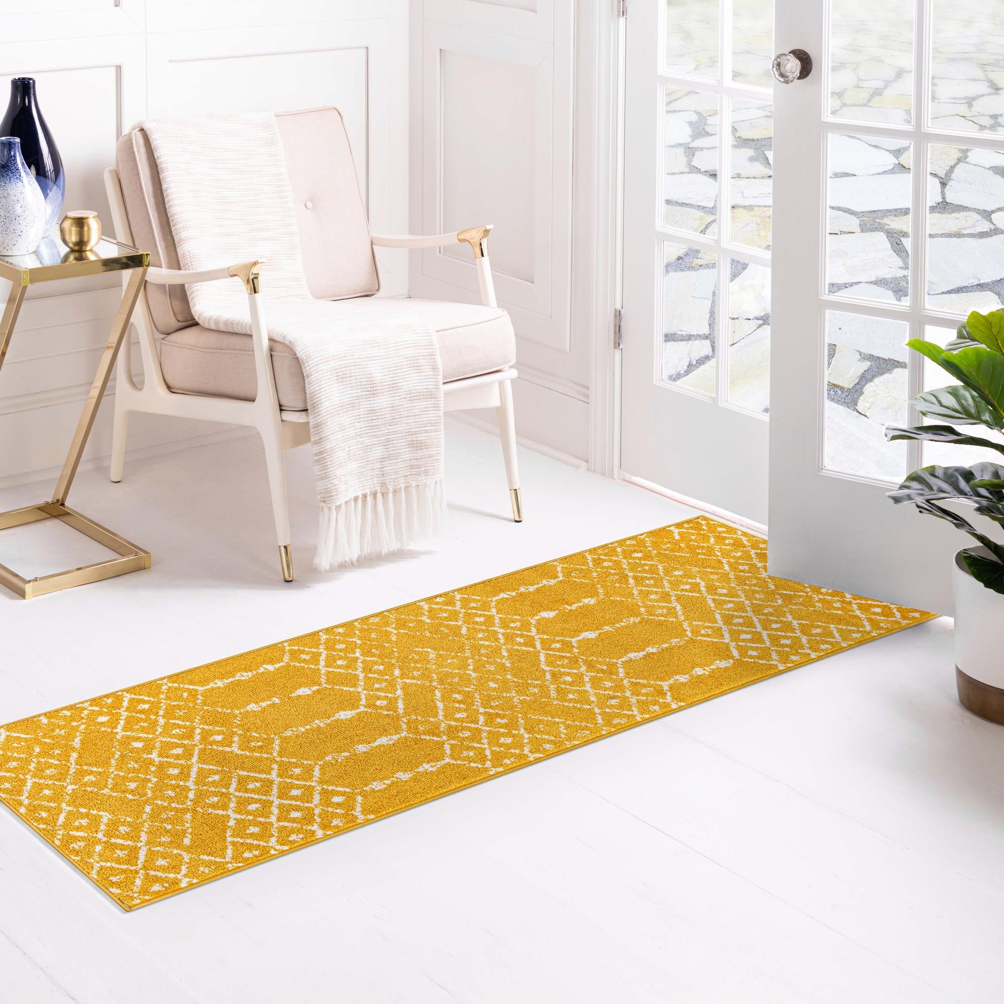 Marrakesh Lattice Collection Area Rug - Casablanca (Yellow)