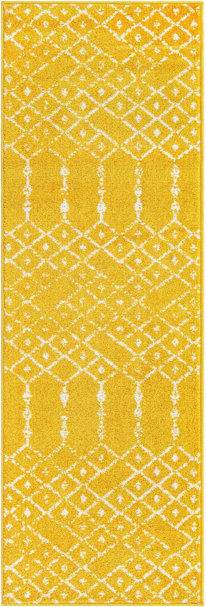 Marrakesh Lattice Collection Area Rug - Casablanca (Yellow) Runner Yellow  lifestyle 30