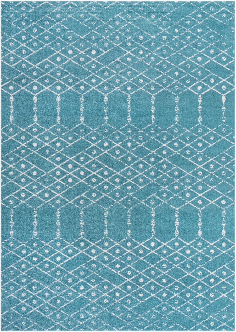 Marrakesh Lattice Collection Area Rug - Casablanca (Teal blue) Rectangle Teal blue Main