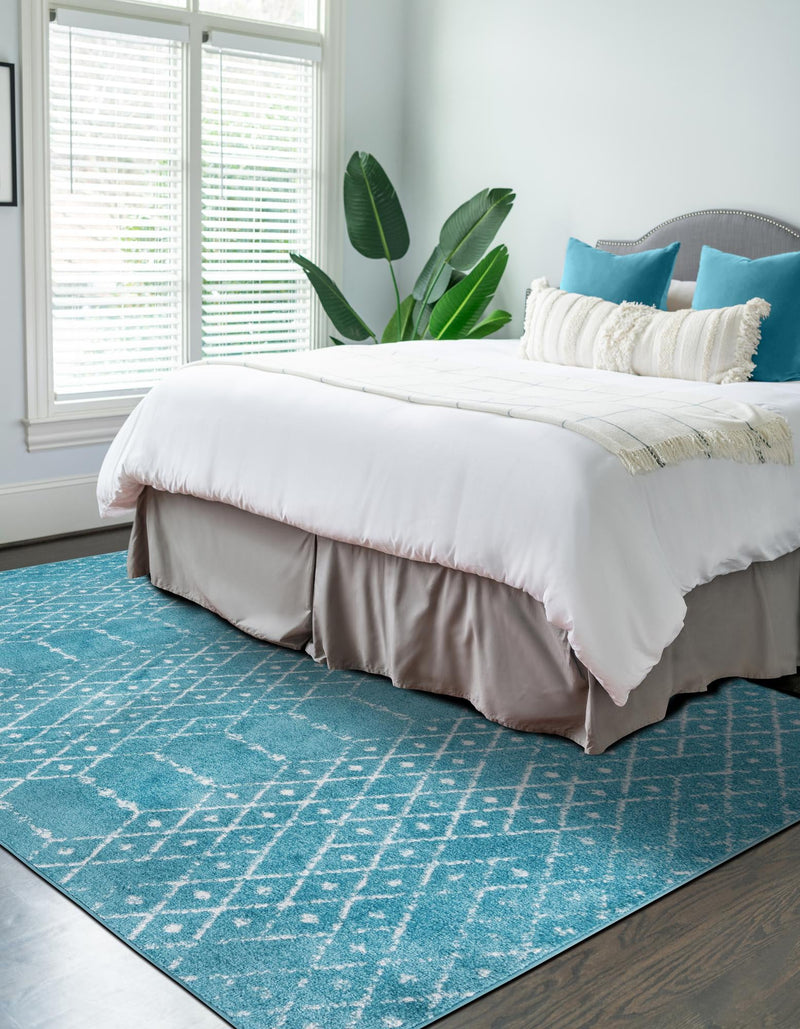 Marrakesh Lattice Collection Area Rug - Casablanca (Teal blue) Rectangle Teal blue  lifestyle 7