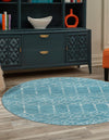 Marrakesh Lattice Collection Area Rug - Casablanca (Teal blue) Round Teal blue  lifestyle 32