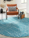 Marrakesh Lattice Collection Area Rug - Casablanca (Teal blue) Round Teal blue  lifestyle 39