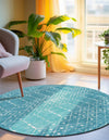 Marrakesh Lattice Collection Area Rug - Casablanca (Teal blue) Round Teal blue  lifestyle 51