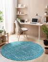 Marrakesh Lattice Collection Area Rug - Casablanca (Teal blue) Round Teal blue  lifestyle 54