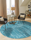 Marrakesh Lattice Collection Area Rug - Casablanca (Teal blue) Round Teal blue  lifestyle 57