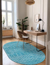 Marrakesh Lattice Collection Area Rug - Casablanca (Teal blue) Oval Teal blue  lifestyle 45