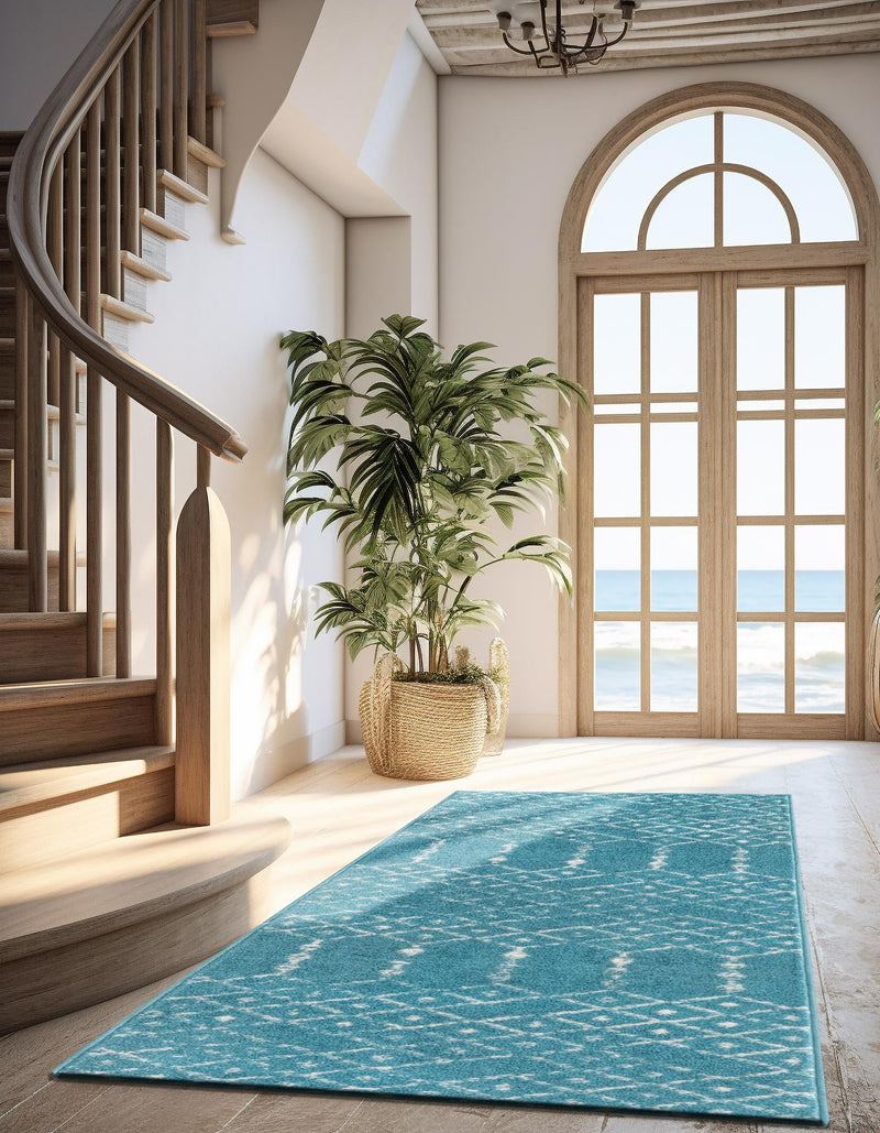 Marrakesh Lattice Collection Area Rug - Casablanca (Teal blue) Runner Teal blue  lifestyle 38