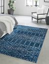 Marrakesh Lattice Collection Area Rug - Casablanca (Navy Blue) Rectangle Navy Blue  lifestyle 2