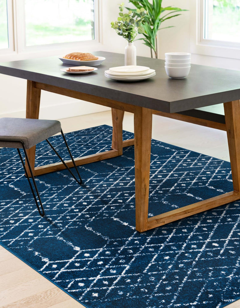 Marrakesh Lattice Collection Area Rug - Casablanca (Navy Blue) Rectangle Navy Blue  lifestyle 3