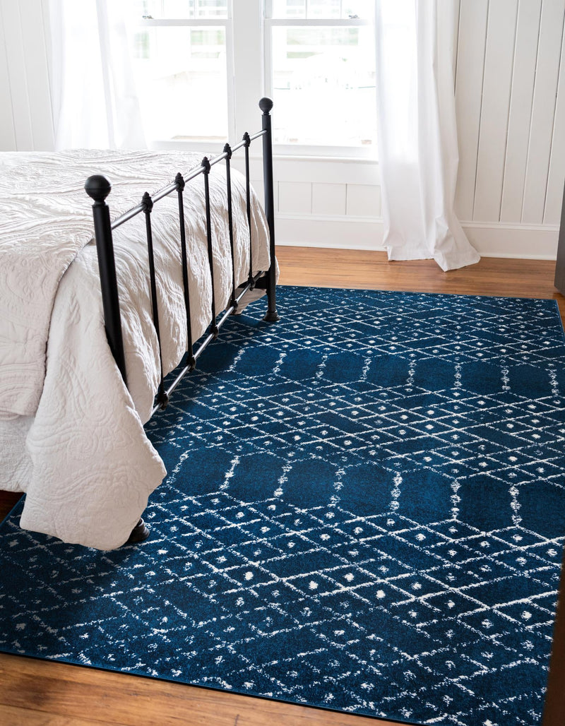 Marrakesh Lattice Collection Area Rug - Casablanca (Navy Blue) Rectangle Navy Blue  lifestyle 8