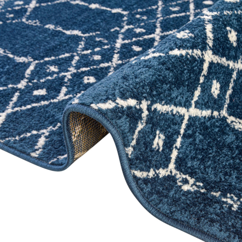 Marrakesh Lattice Collection Area Rug - Casablanca (Navy Blue) Rectangle Navy Blue  lifestyle 17