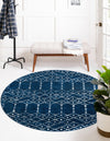 Marrakesh Lattice Collection Area Rug - Casablanca (Navy Blue) Round Navy Blue  lifestyle 29