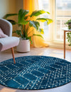 Marrakesh Lattice Collection Area Rug - Casablanca (Navy Blue) Round Navy Blue  lifestyle 50