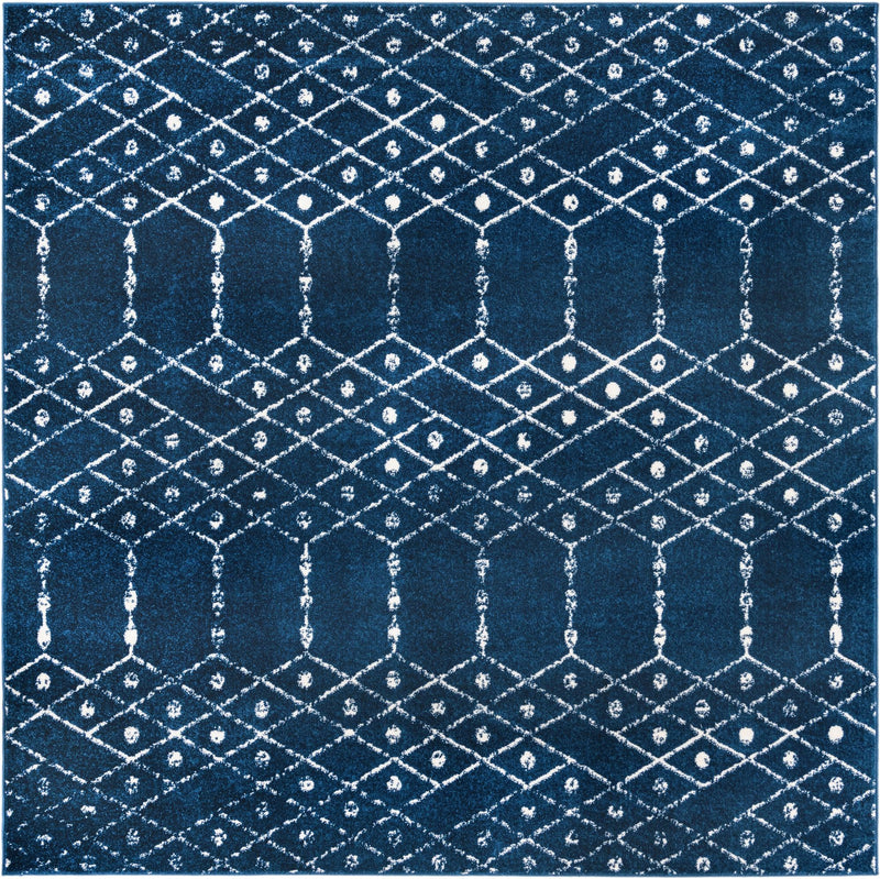 Marrakesh Lattice Collection Area Rug - Casablanca (Navy Blue) Square Navy Blue  lifestyle 25