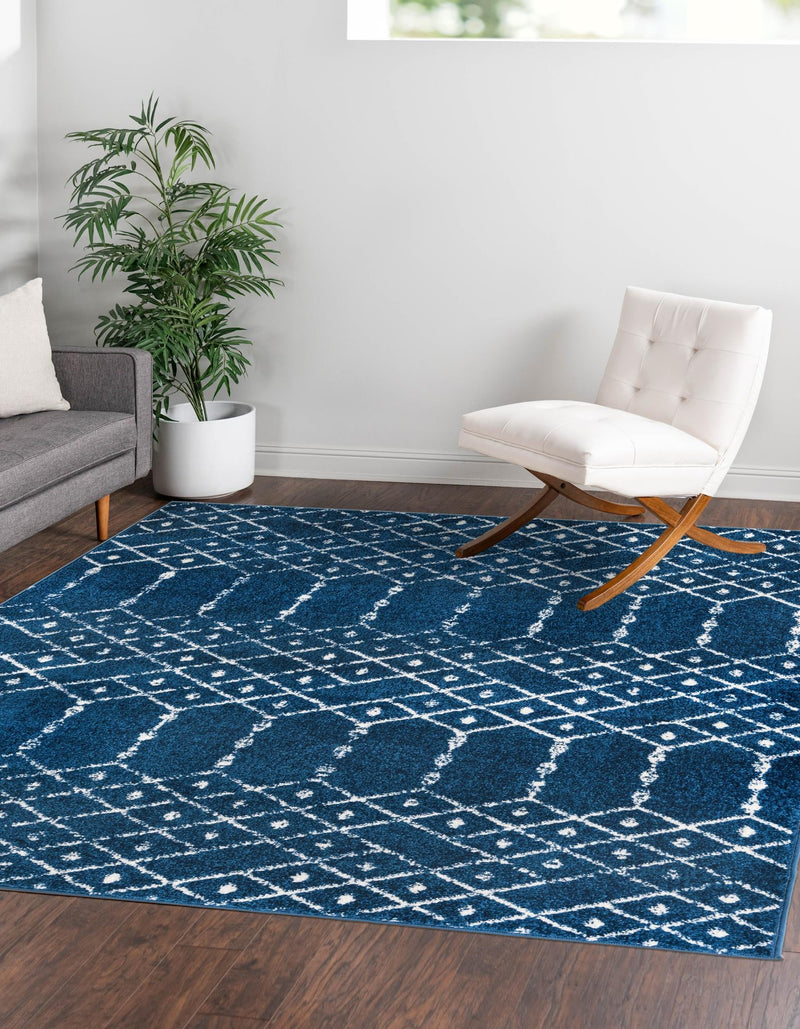 Marrakesh Lattice Collection Area Rug - Casablanca (Navy Blue) Square Navy Blue  lifestyle 30