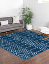 Marrakesh Lattice Collection Area Rug - Casablanca (Navy Blue) Square Navy Blue  lifestyle 35