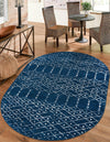 Marrakesh Lattice Collection Area Rug - Casablanca (Navy Blue) Oval Navy Blue  lifestyle 31