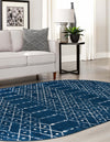 Marrakesh Lattice Collection Area Rug - Casablanca (Navy Blue) Oval Navy Blue  lifestyle 51