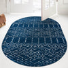 Marrakesh Lattice Collection Area Rug - Casablanca (Navy Blue) Oval Navy Blue  lifestyle 107