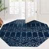 Marrakesh Lattice Collection Area Rug - Casablanca (Navy Blue) Octagon Navy Blue  lifestyle 108