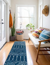 Marrakesh Lattice Collection Area Rug - Casablanca (Navy Blue) Runner Navy Blue  lifestyle 48