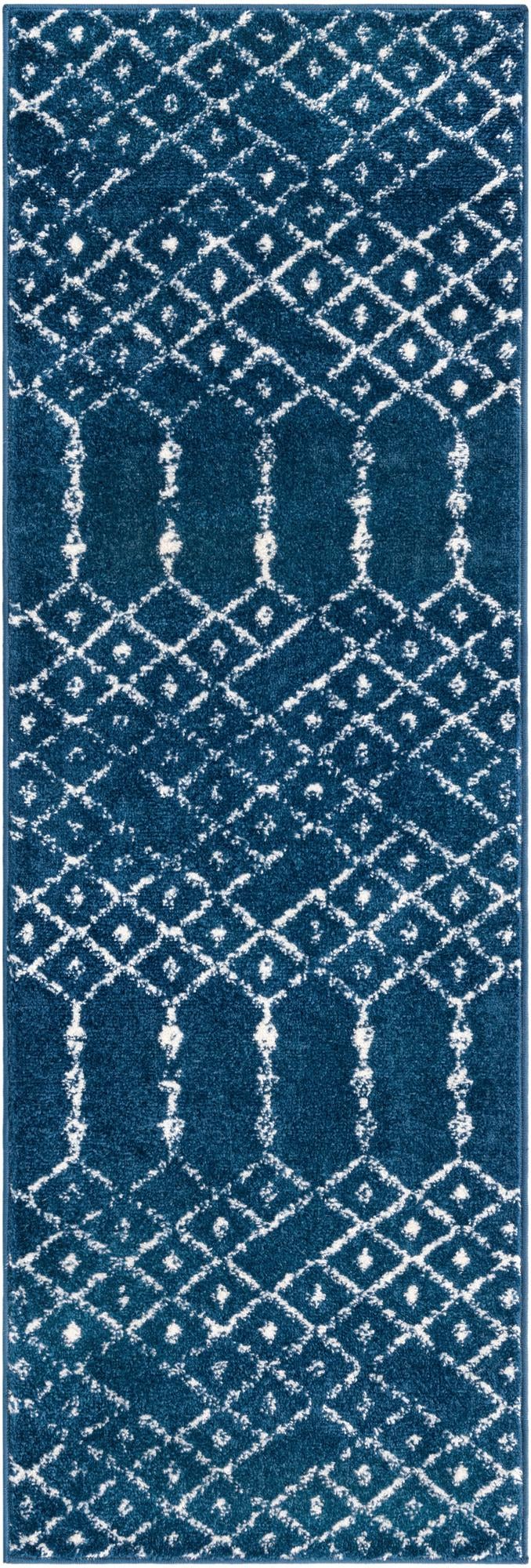 Marrakesh Lattice Collection Area Rug - Casablanca (Navy Blue) Runner Navy Blue  lifestyle 28